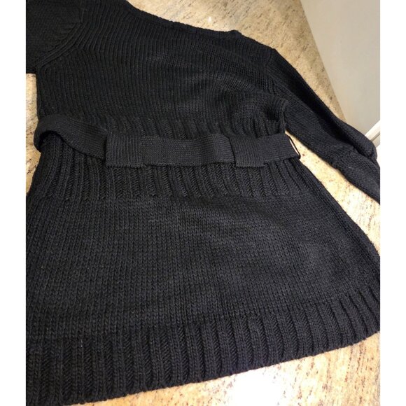 W D NY Women's Size M  Black Belted Sweater Wool Blend Cute Goth Retro 80's Look - Picture 13 of 14